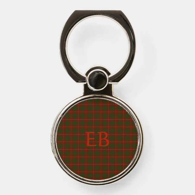 Your initials on Bruce Clan tartan Phone Ring Stand (Front)
