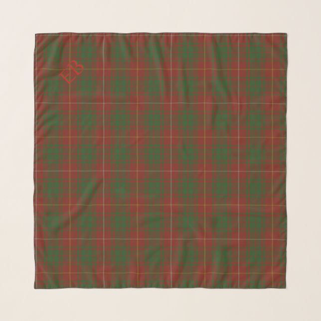 Your initials on Bruce Clan tartan Scarf (Front)