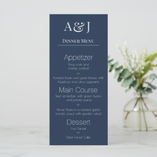 Your Initials on Navy Blue Modern and Elegant Menu