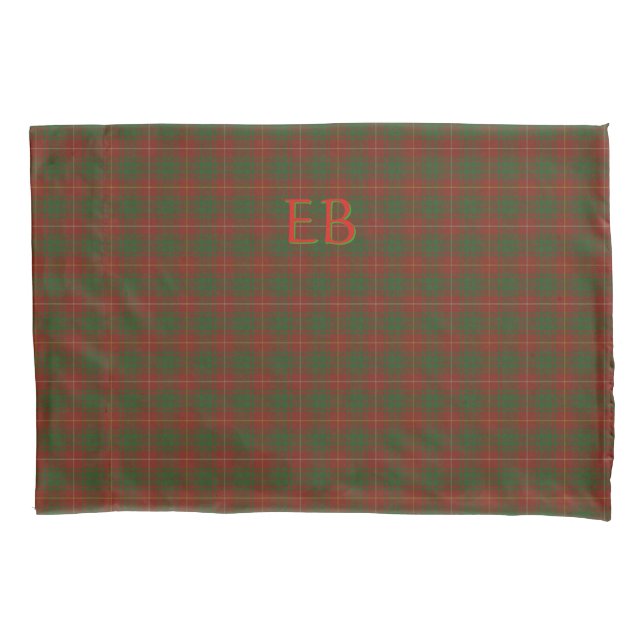 Your initials on official Bruce Clan tartan Pillow Case (Front)