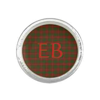Your initials on official Bruce Clan tartan Ring