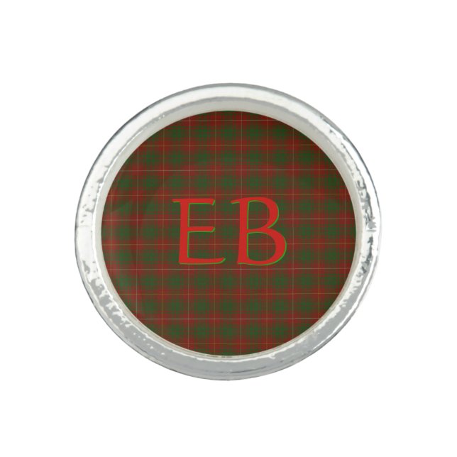 Your initials on official Bruce Clan tartan Ring (Front)