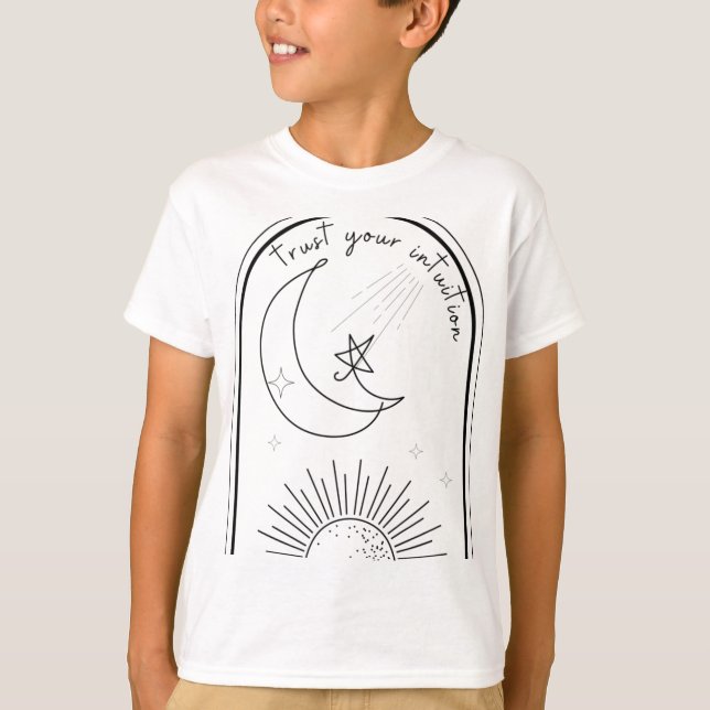 Your Intuition Boho Stars Moon Abstract Line Art T T-Shirt (Front)