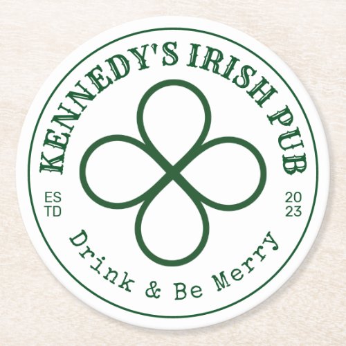 YOUR IRISH PUB Drink  Be Merry Round Paper Coaste Round Paper Coaster