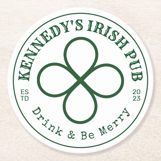 YOUR IRISH PUB Drink & Be Merry Round Paper Coaste Round Paper Coaster (Front)