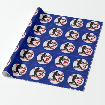 Your Jersey Number Baseball Gift Wrapping Paper by LittleLindaPinda at Zazzle