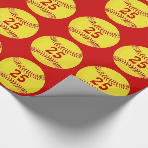 Your JERSEY NUMBER, COLORS Softball Wrapping Paper Zazzle