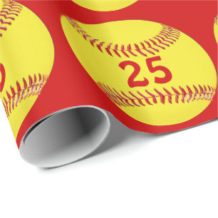 Your JERSEY NUMBER, COLORS Softball Wrapping Paper