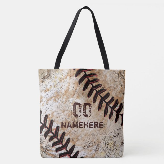 Your Jersey Number Name Vintage look Baseball Bag (Front)