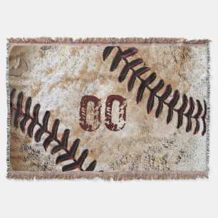 Your Jersey Number on Cool Vintage Baseball Blanke Throw Blanket