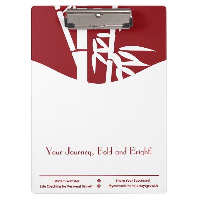 Your Journey, Bold and Bright Life Coaching Growth Clipboard (Front)