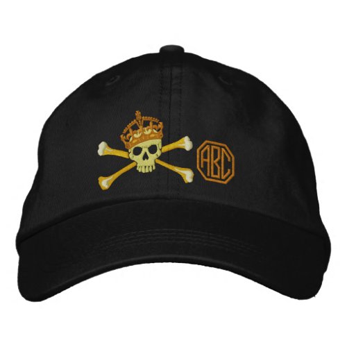 Your Keep Calm Crown Crossbones Skull Monogram Embroidered Baseball Hat