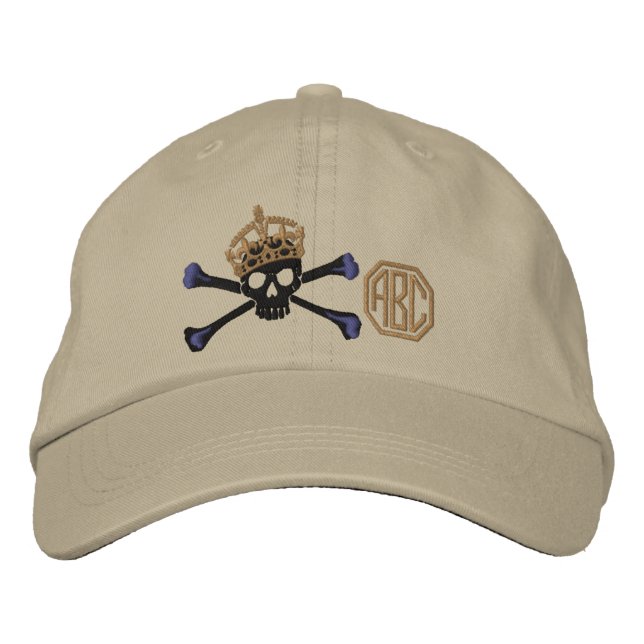 Your Keep Calm Crown Crossbones Skull Monogram Embroidered Baseball Hat (Front)