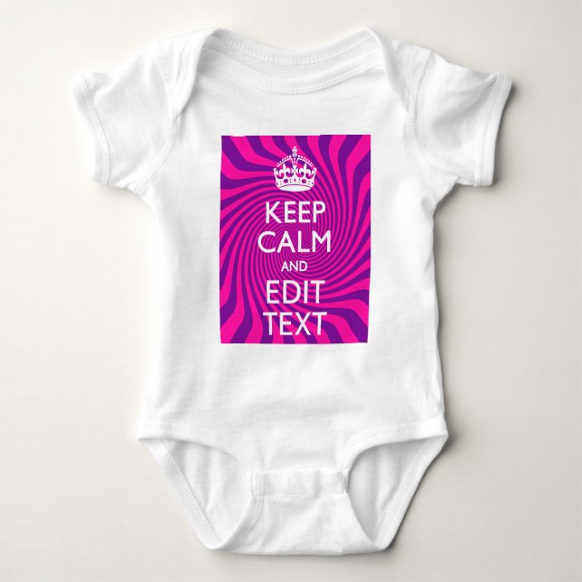 Your Keep Calm Saying on Hot Pink Swirl Baby Bodysuit (Front)