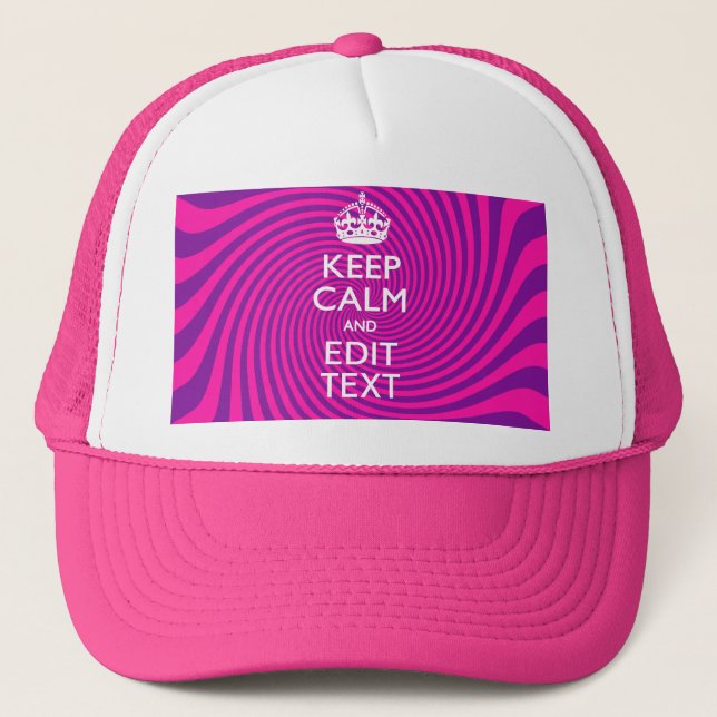Your Keep Calm Saying on Hot Pink Swirl Trucker Hat (Front)