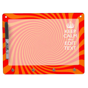 Your Keep Calm Saying on Vibrant Orange Swirl Dry Erase Board With Keychain Holder