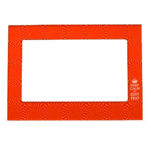 Your Keep Calm Saying on Vibrant Orange Swirl Magnetic Photo Frame