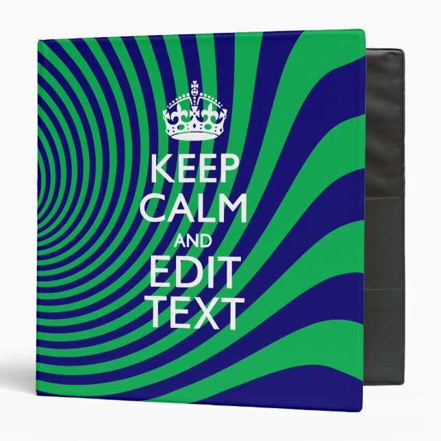 Your Keep Calm Text in Blue Green Swirl Decor Binder (Front/Inside)
