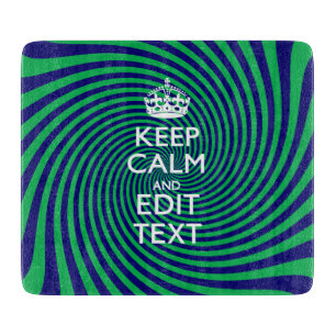 Your Keep Calm Text in Blue Green Swirl Decor Cutting Board