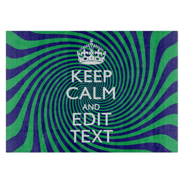 Your Keep Calm Text in Blue Green Swirl Decor Cutting Board (Front)