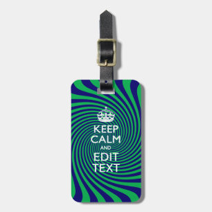 Your Keep Calm Text on a vibrant swirl graphic Luggage Tag