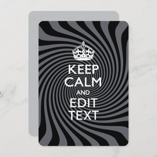 Your Keep Calm Text on Black Swirl (Front/Back)