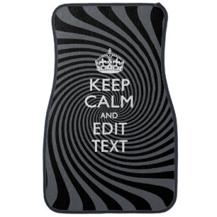Your Keep Calm Text on Black Swirl Car Floor Mat