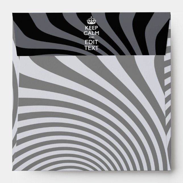 Your Keep Calm Text on Black Swirl Envelope (Back (Top Flap))