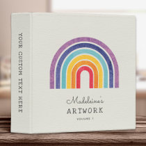 Your Kid's Artwork Custom Name Text  3 Ring Binder