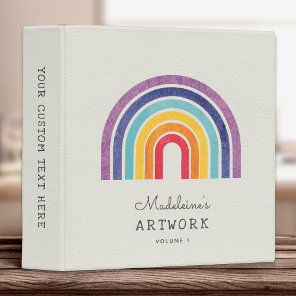 Your Kid's Artwork Custom Name Text  3 Ring Binder