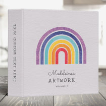Your Kid's Artwork Custom Name Text Cute  3 Ring Binder