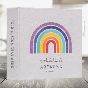 Your Kid's Artwork Custom Name Text Cute  3 Ring Binder