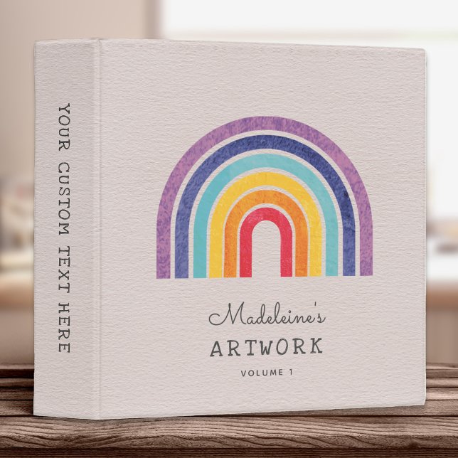 Your Kid's Artwork Custom Name Text Cute 3 Ring Binder (Creator Uploaded)