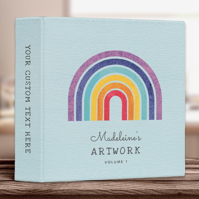 Your Kid's Artwork Custom Name Text Cute 3 Ring Binder (Creator Uploaded)