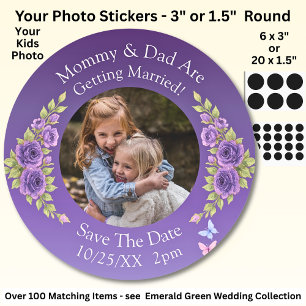 Your Kids Photo Mom Dad Getting Married Classic Round Sticker