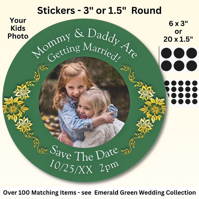Your Kids Photo Mom Dad Getting Married   Classic Round Sticker (Creator Uploaded)