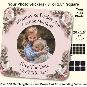 Your Kids Photo Mom Dad Getting Married Square Sticker