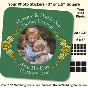 Your Kids Photo Mom Dad Getting Married Square Sticker