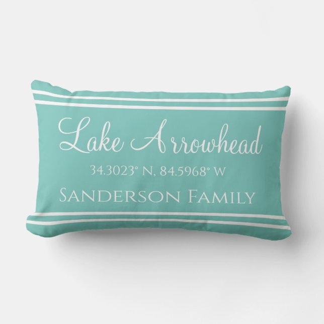 Your Lake and Family Name  Map Coordinates  Lumbar Pillow (Front)