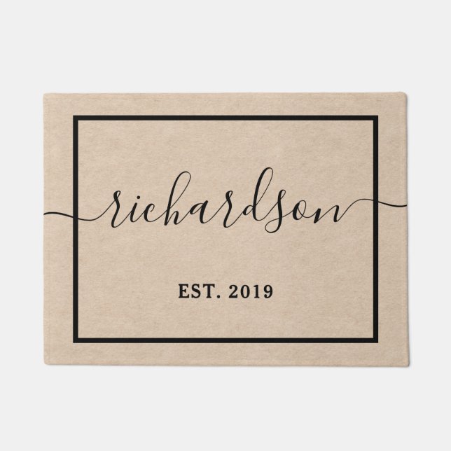 Your Last Name in Script with Year Doormat (Front)