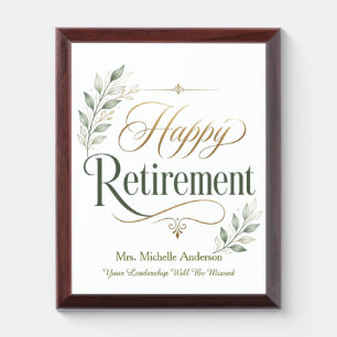 Your Leadership Will Be Missed Personalized Name Award Plaque