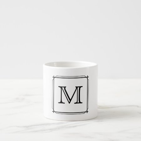 Your Letter. Black And White Monogram. Espresso Cup