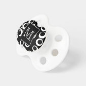 Your Letter. Black and White Monogram. Fun Pattern Pacifier (Front Right)
