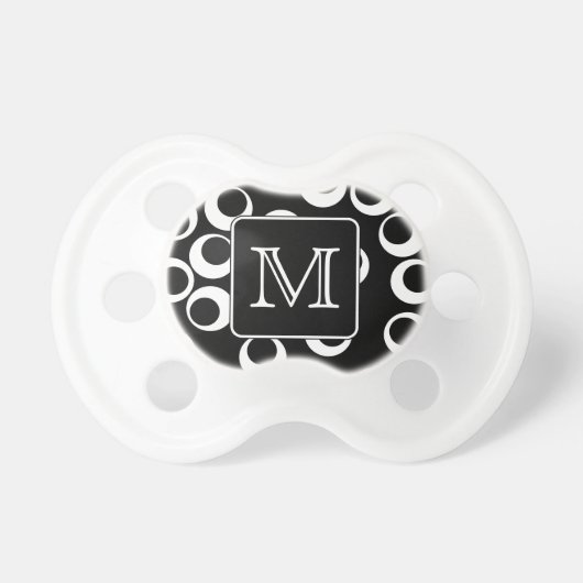 Your Letter. Black and White Monogram. Fun Pattern Pacifier (Front)