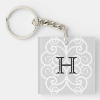 Your Letter. Black / White Swirl Monogram. Custom Keychain