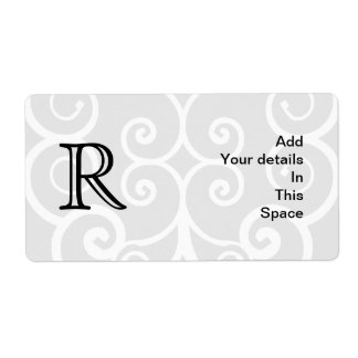 Your Letter. Black / White Swirl Monogram. Custom Label