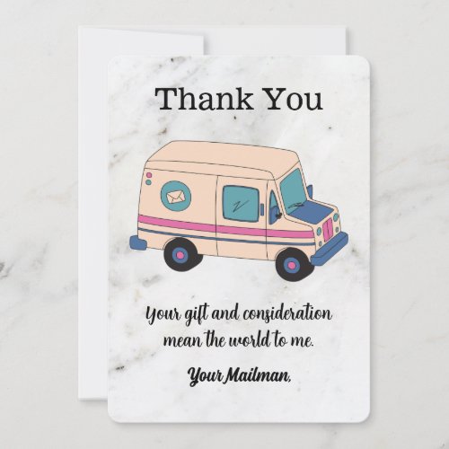 your Letter Carrier Mailman Postal Mail Carrier Thank You Card