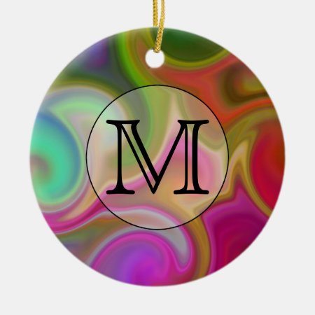 Your Letter, Colorful Swirls And Custom Monogram. Ceramic Ornament