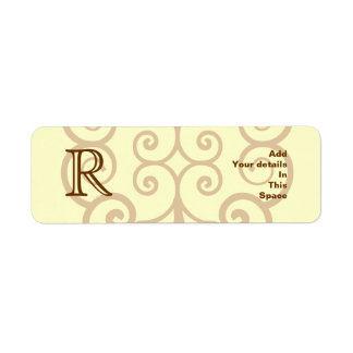 Your Letter. Custom Brown Monogram. Old Fashioned. Label