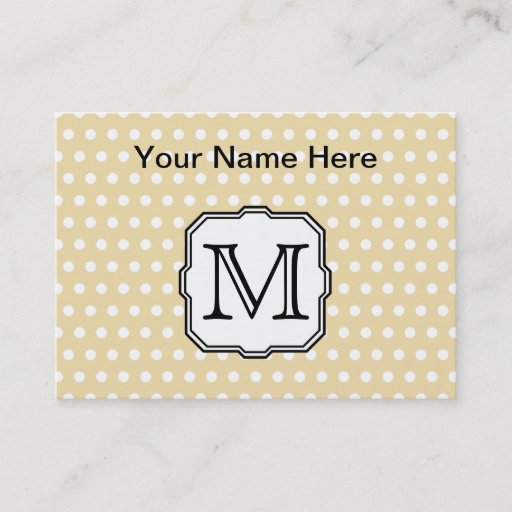 Customizable Your Letter. Custom Monogram. Beige Polka Dot. Business Card